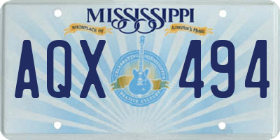 MS license plate AQX494