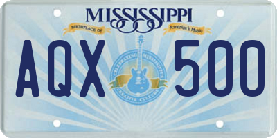 MS license plate AQX500