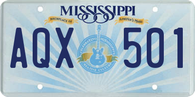 MS license plate AQX501