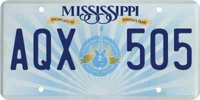 MS license plate AQX505