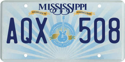 MS license plate AQX508