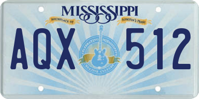 MS license plate AQX512