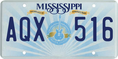 MS license plate AQX516