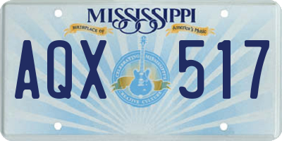 MS license plate AQX517