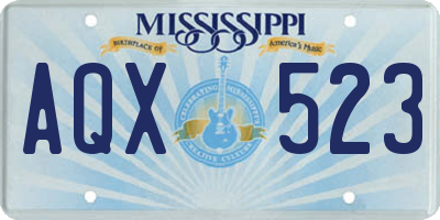 MS license plate AQX523