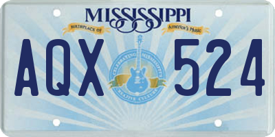 MS license plate AQX524