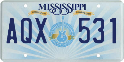MS license plate AQX531