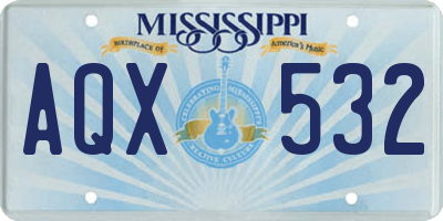 MS license plate AQX532