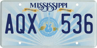 MS license plate AQX536