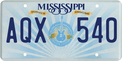 MS license plate AQX540