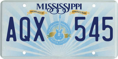 MS license plate AQX545