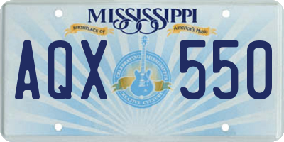 MS license plate AQX550