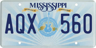 MS license plate AQX560