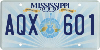 MS license plate AQX601