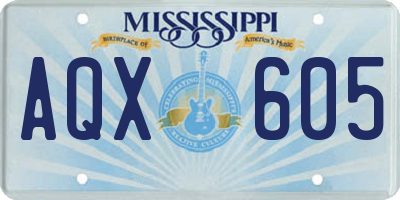 MS license plate AQX605