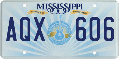MS license plate AQX606