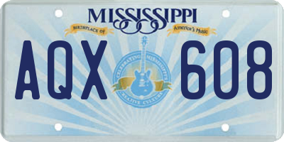 MS license plate AQX608