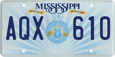 MS license plate AQX610