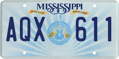MS license plate AQX611
