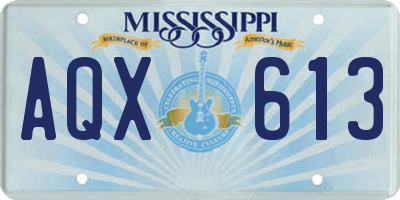 MS license plate AQX613