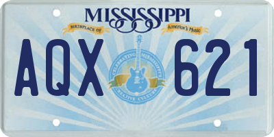 MS license plate AQX621