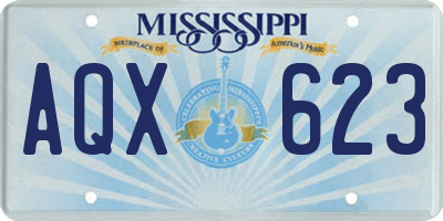 MS license plate AQX623