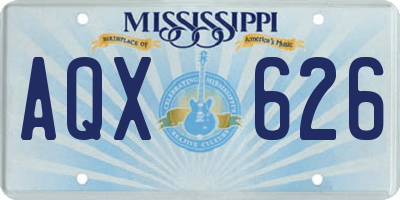 MS license plate AQX626