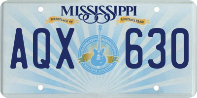 MS license plate AQX630