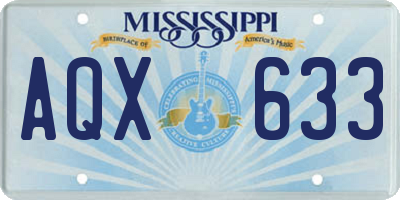 MS license plate AQX633