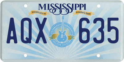 MS license plate AQX635