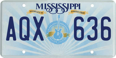MS license plate AQX636