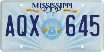 MS license plate AQX645
