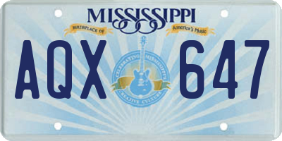 MS license plate AQX647