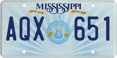 MS license plate AQX651