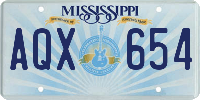 MS license plate AQX654