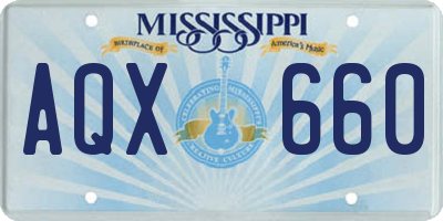 MS license plate AQX660