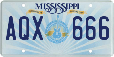 MS license plate AQX666