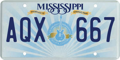 MS license plate AQX667