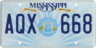 MS license plate AQX668