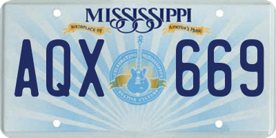 MS license plate AQX669