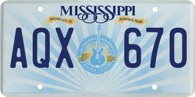 MS license plate AQX670