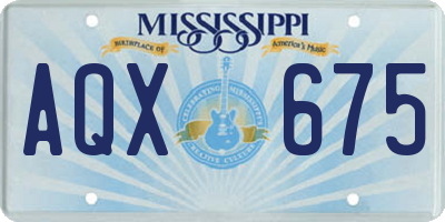 MS license plate AQX675