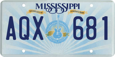 MS license plate AQX681