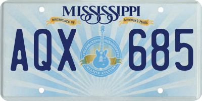MS license plate AQX685