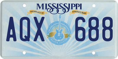 MS license plate AQX688