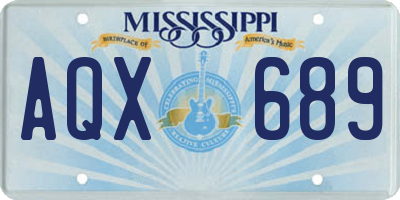 MS license plate AQX689