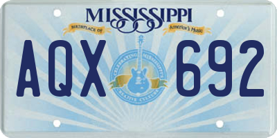 MS license plate AQX692