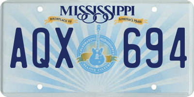 MS license plate AQX694