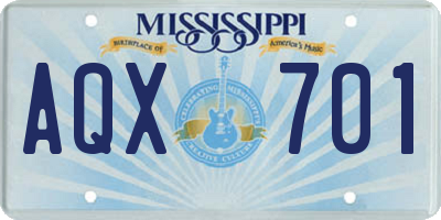 MS license plate AQX701