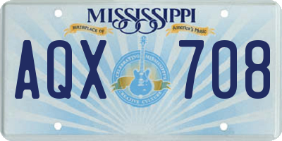 MS license plate AQX708